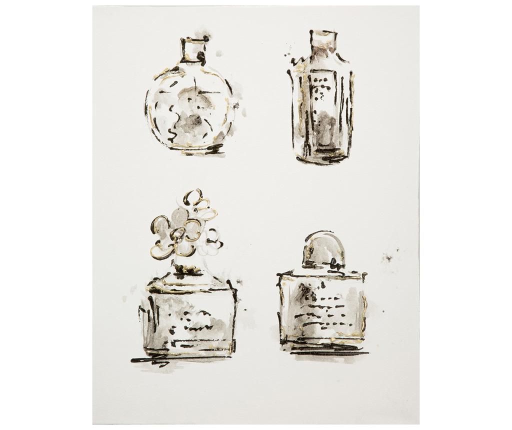 Tablou Fancy Bottles 35x45 cm - Eurofirany, Gri & Argintiu,Negru