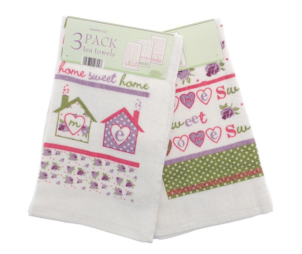 Set 3 prosoape de bucatarie Home Sweet Home 38x64 cm