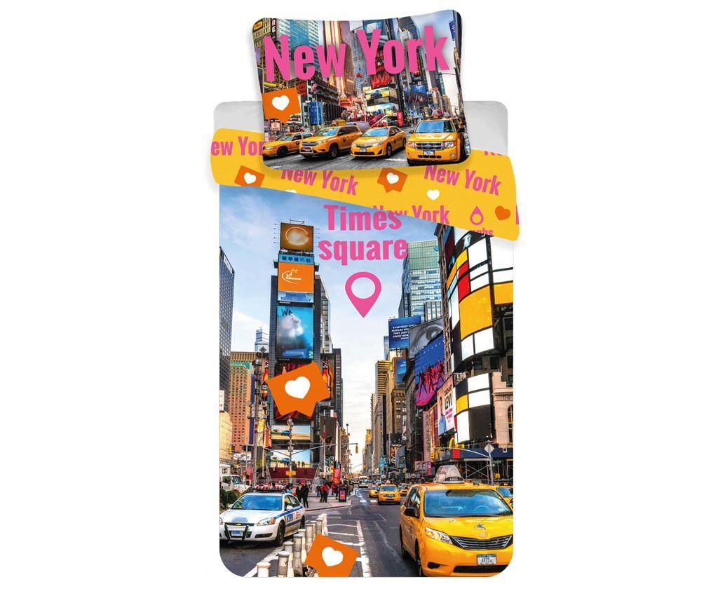 Set de pat Single Ranforce Times Square - Sweet home, Multicolor