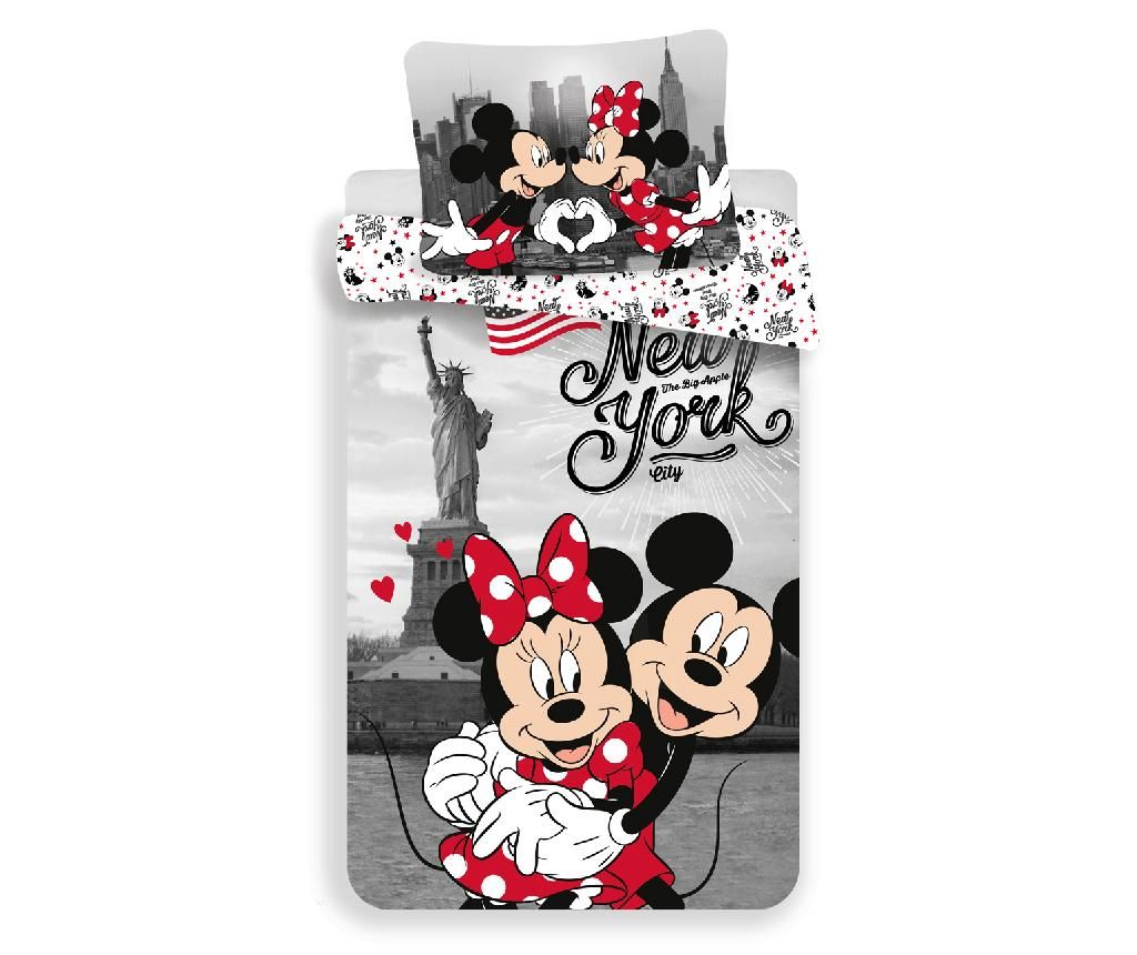 Set de pat Single Ranforce Minnie and Mickey in New York 140x200 - Mickey Mouse by Disney, Multicolor de la Mickey Mouse by Disney