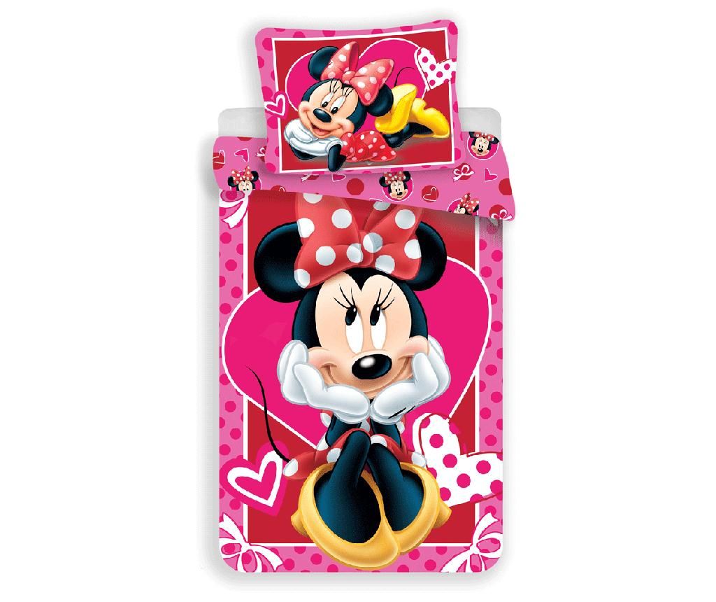 Set de pat Single Ranforce Minnie Mouse Hearts – Minnie Mouse by Disney, Roz Minnie Mouse by Disney