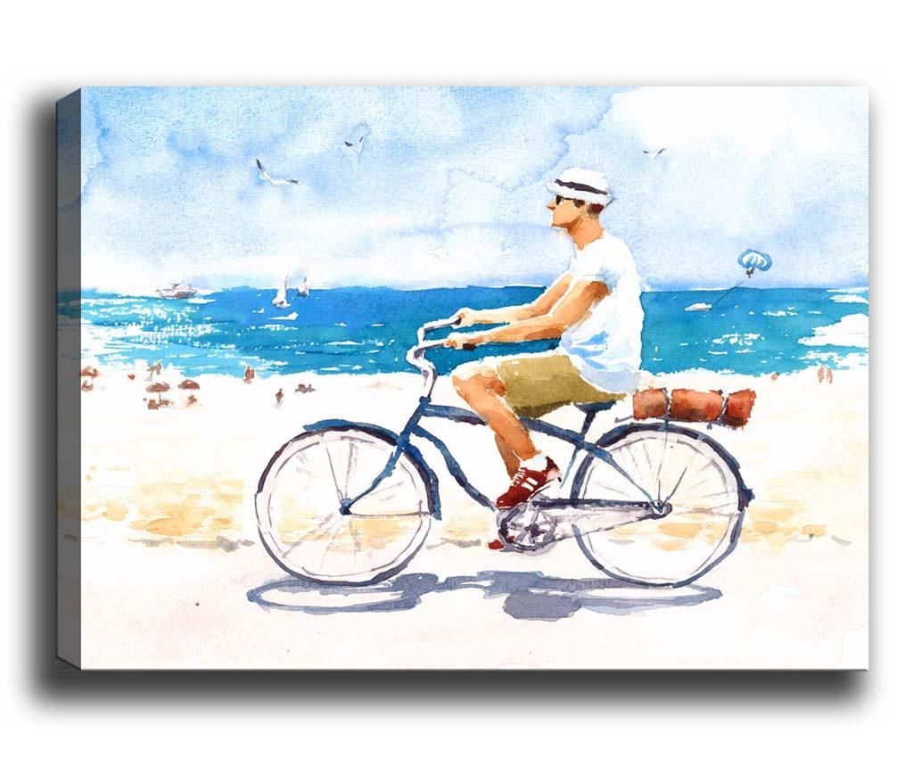 Tablou Man on Bicycle 70x100 cm - Tablo Center, Albastru