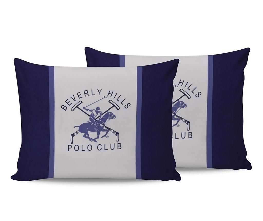 Set 2 fete de perna Beverly Hills Polo Club, Beverly Hills White Blue, 50x70 cm - Beverly Hills Polo Club, Alb,Albastru