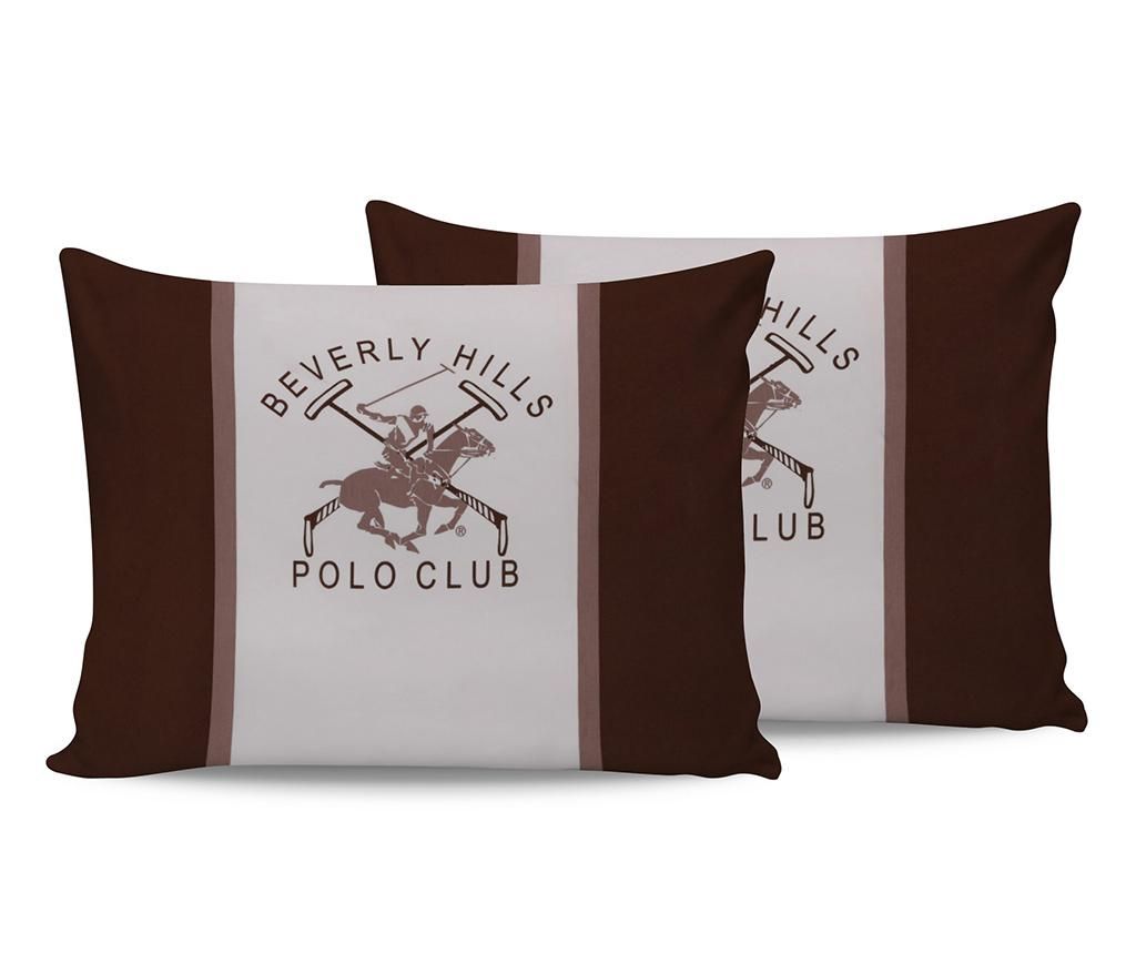 Set 2 fete de perna Beverly Hills Polo Club, Beverly Hills White Brown, 50×70 cm – Beverly Hills Polo Club, Alb,Maro Beverly Hills Polo Club imagine 2022