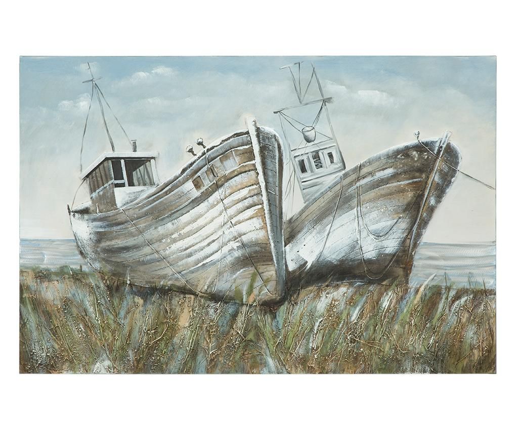 Tablou Mauro Ferretti, The Boats, canvas pictat manual, 80×120 cm – Mauro Ferretti, Multicolor Mauro Ferretti imagine reduceri 2022