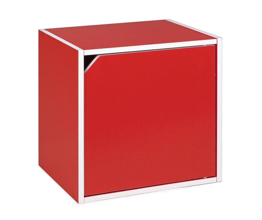 Corp modular Bizzotto, Cube Door Red, cadru si raft din pal colantat cu hartie amino, 35x29x35 cm, rosu – Bizzotto, Rosu Bizzotto