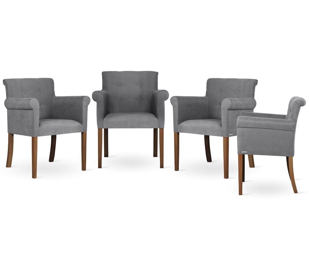 Set 4 scaune Flacon Brown Grey - Ted Lapidus Maison, Gri & Argintiu