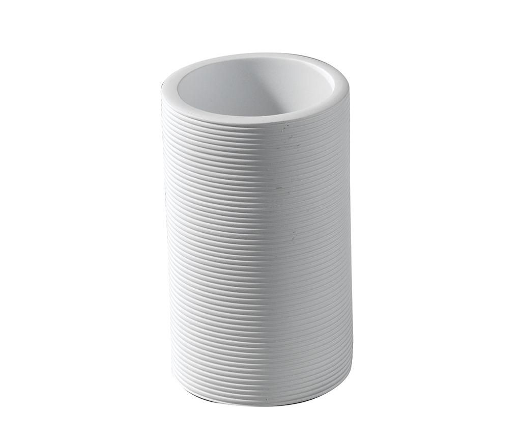 Pahar pentru baie Tft Home Furniture, Lines White, polirasina, 7x7x11 cm, alb - TFT Home Furniture, Alb