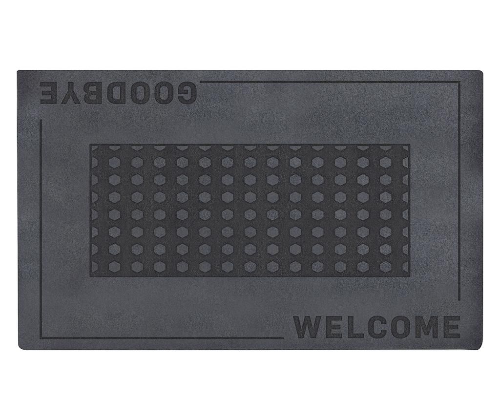 Covoras de intrare Welcome Goodbye 45.3×75.5 cm – Esschert Design, Gri & Argintiu Esschert Design