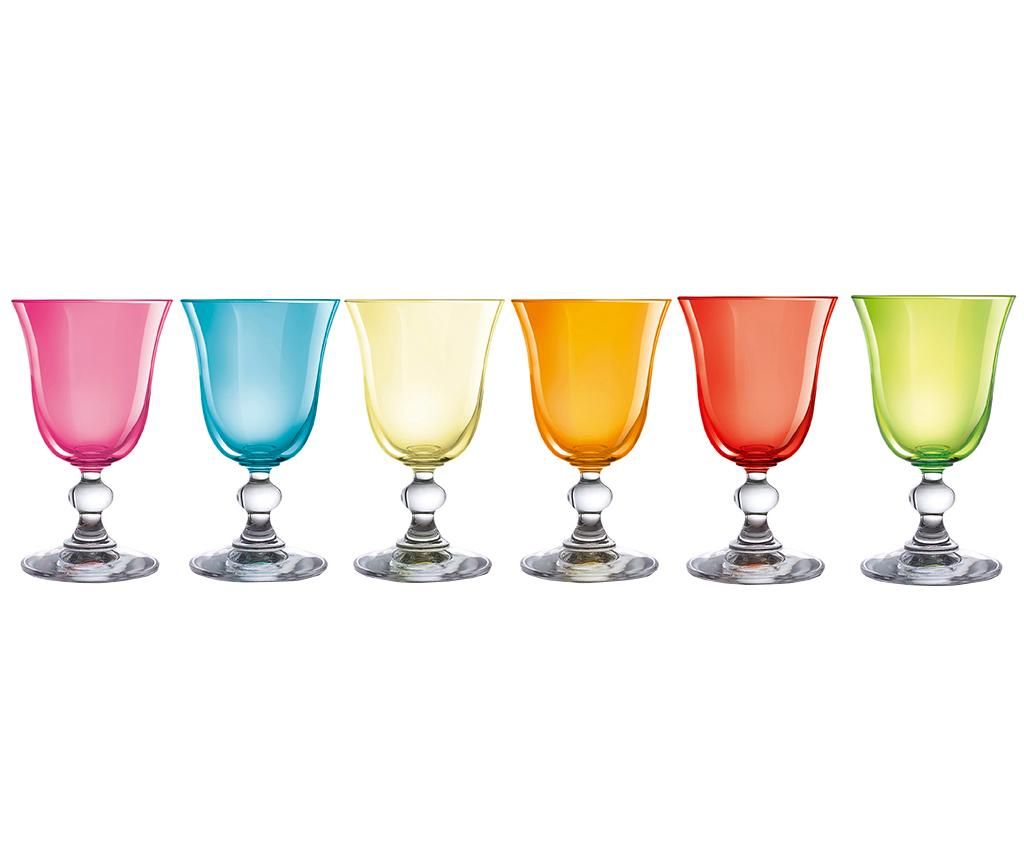 Set 6 pahare pentru vin H&h, Mediterranei, sticla, ⌀8 cm, 150 ml, 8x8x14 cm - H&H, Multicolor