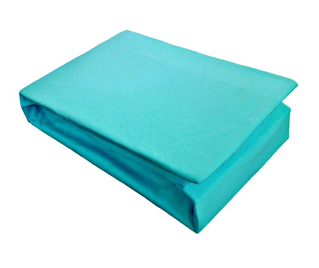 Cearsaf de pat cu elastic Home Still, Jersey Turquoise, jerseu din bumbac (tesatura elastica tricotata), 160×200 cm – HOME STILL, Albastru HOME STILL