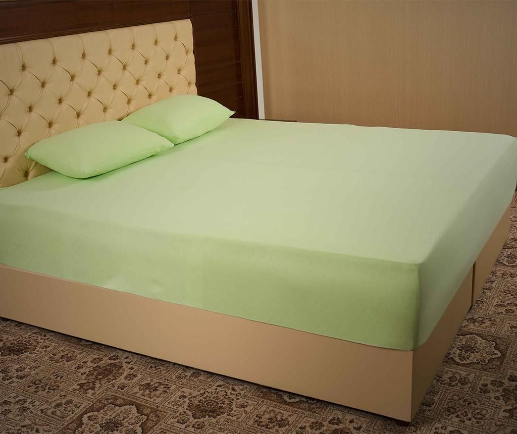 Set cearsaf de pat cu elastic si 2 fete de perna Double Frotir Green