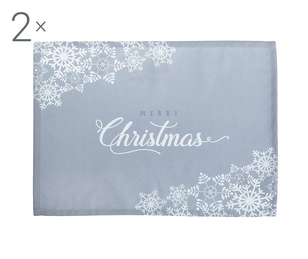 Set 2 individualuri Merry Christmas Grey 33x45 cm