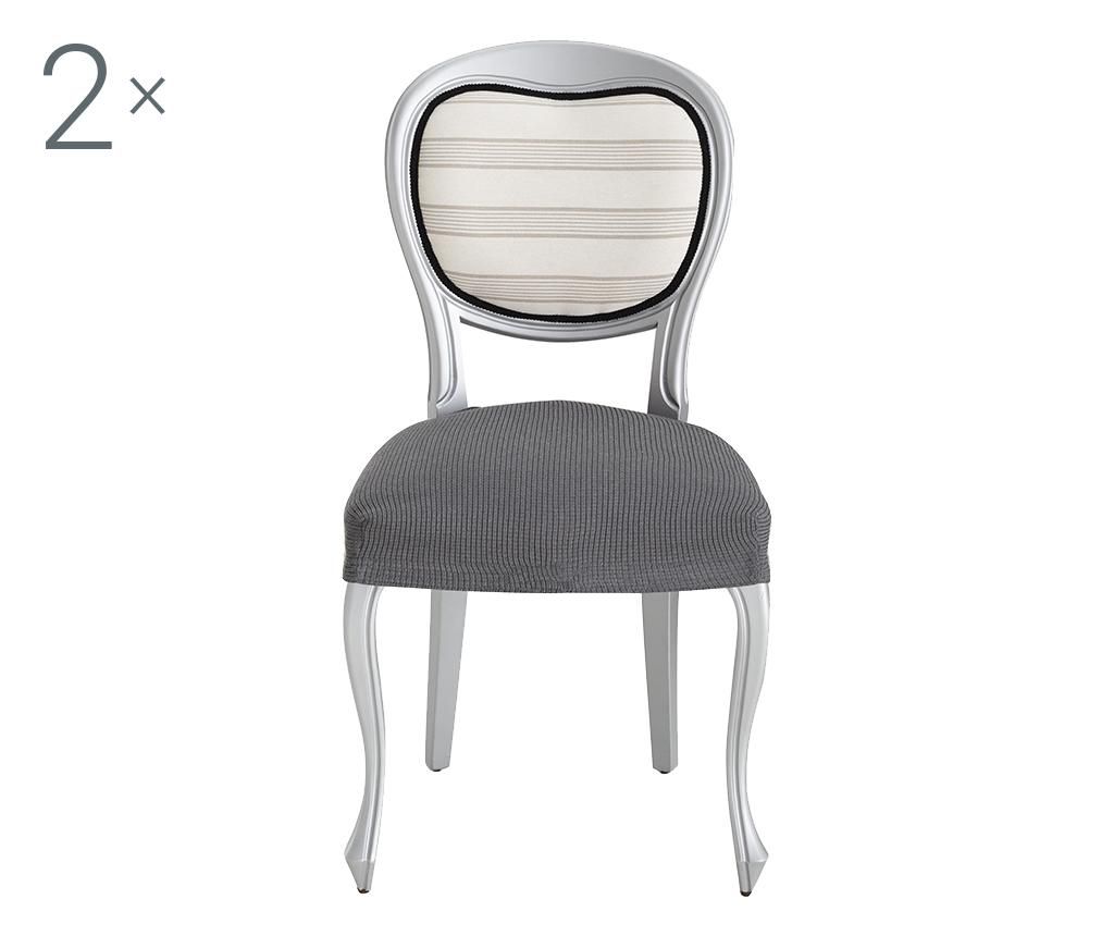 Set 2 huse elastice pentru scaun Ulises Grey 40×40 cm – Eysa, Gri & Argintiu