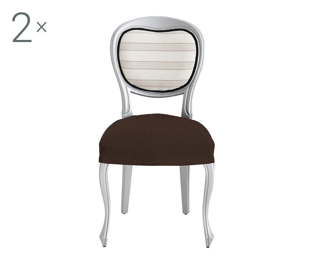 Set 2 huse elastice pentru scaun Ulises Brown 40×40 cm – Eysa, Maro