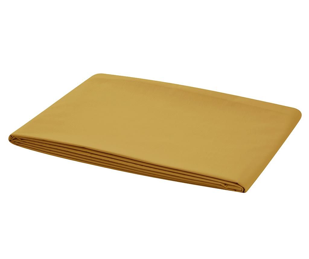 Cearsaf de pat cu elastic Satin Basic Mustard 100x200 cm