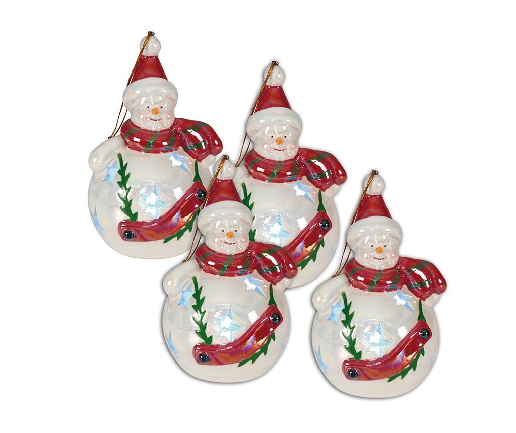 Set 4 decoratiuni suspendabile luminoase Snowman - Näve, Alb