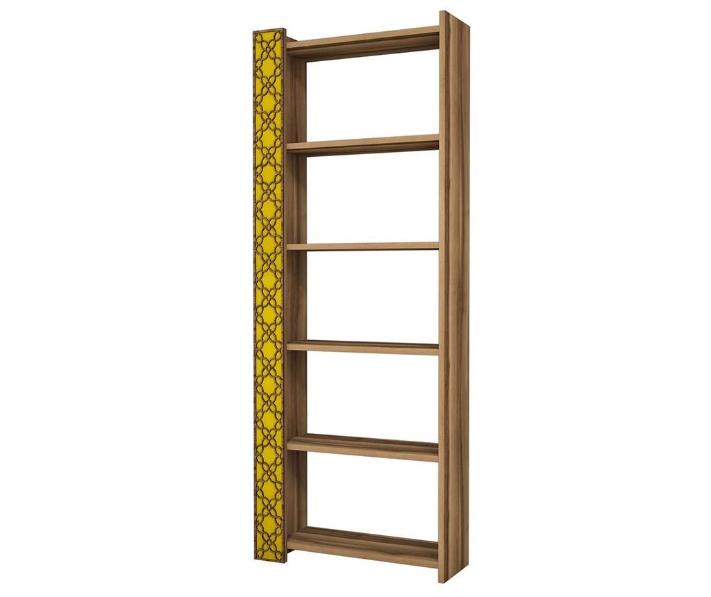 Corp biblioteca Hommy Craft, City Walnut Yellow, structura din PAL melaminat, 64x24x170 cm - Hommy Craft, Galben & Auriu