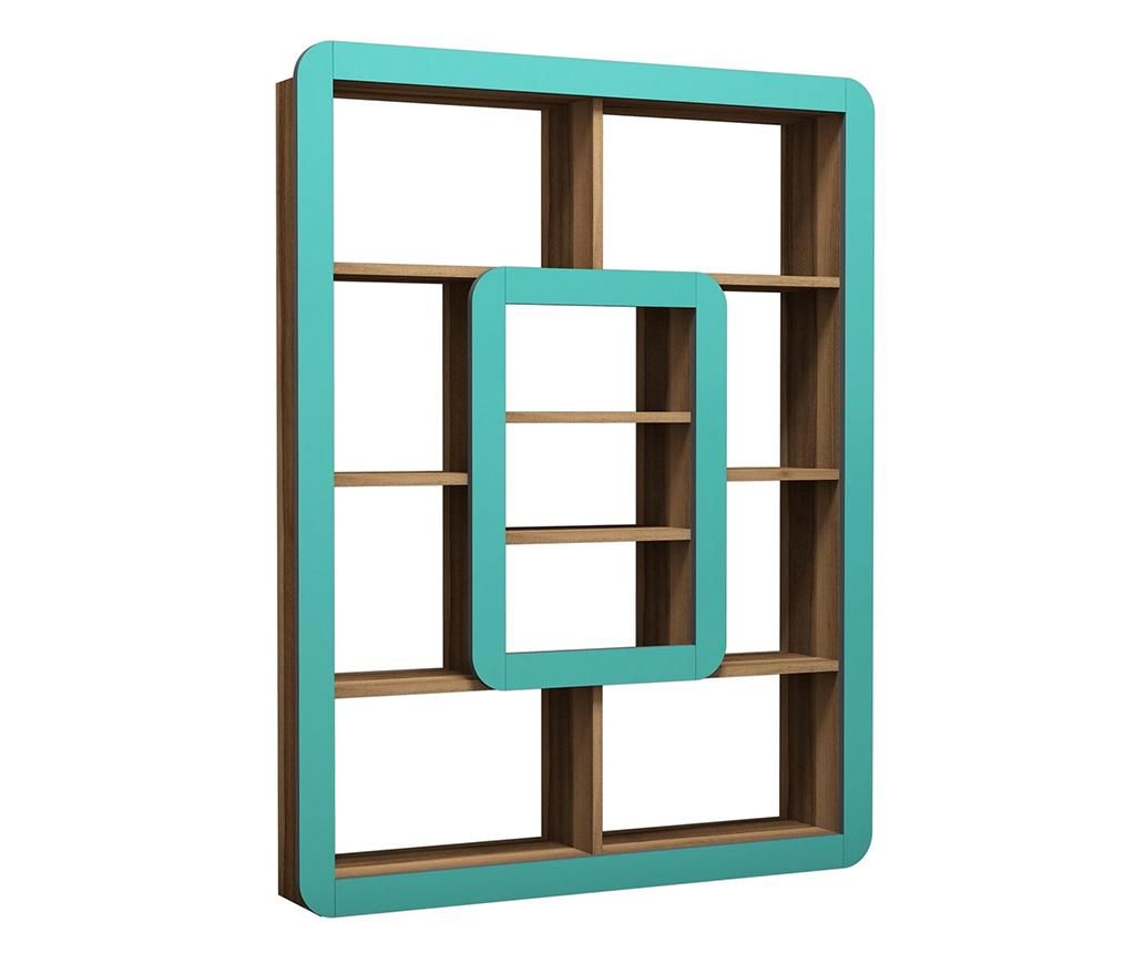 Corp biblioteca Hommy Craft, Orkide Walnut Turquoise, PAL melaminat, 108x22x140 cm - Hommy Craft, Verde