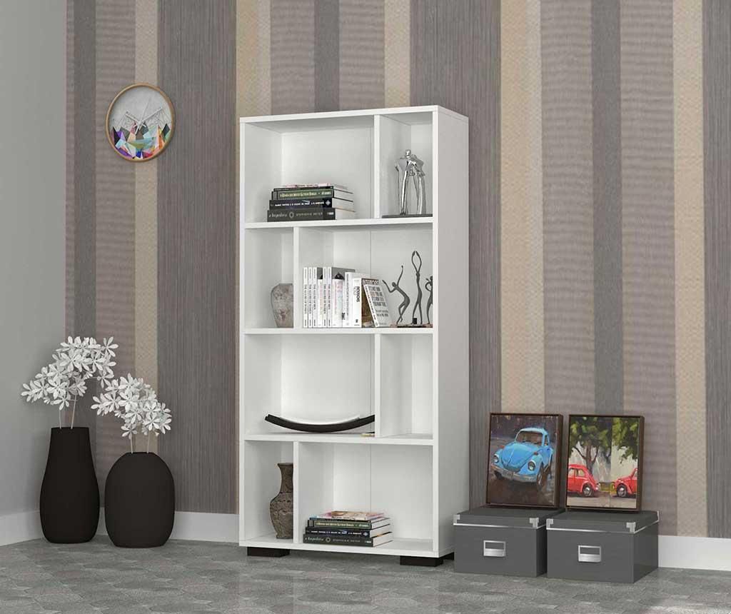 Corp biblioteca Dmodul, Azra White, PAL melaminat cu grosimea de 18 mm, 75x30x147 cm - DMODUL, Alb