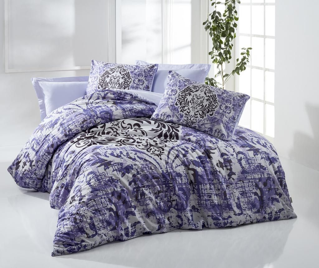 Set de pat Double Ranforce Dama Purple – The Club Cotton, Albastru