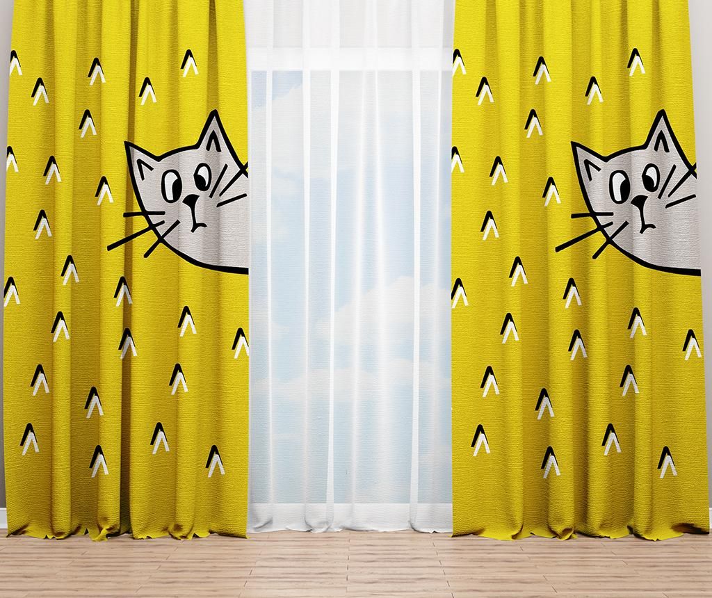 Draperie Oyo Kids, Cat Ears, poliester, 140x240 cm - Oyo Kids, Galben & Auriu