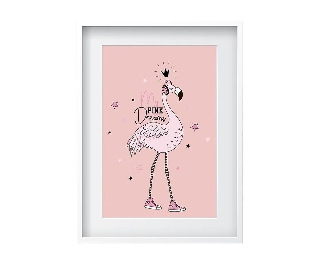 Tablou Oyo Kids, Flamingo Dreams, hartie imprimata, 24×29 cm – Oyo Kids, Roz Oyo Kids imagine 2022