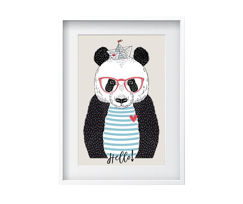 Tablou Friendly Panda 24x29 cm - Oyo Kids, Alb