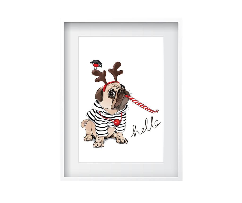 Tablou Hello Pug 24x29 cm