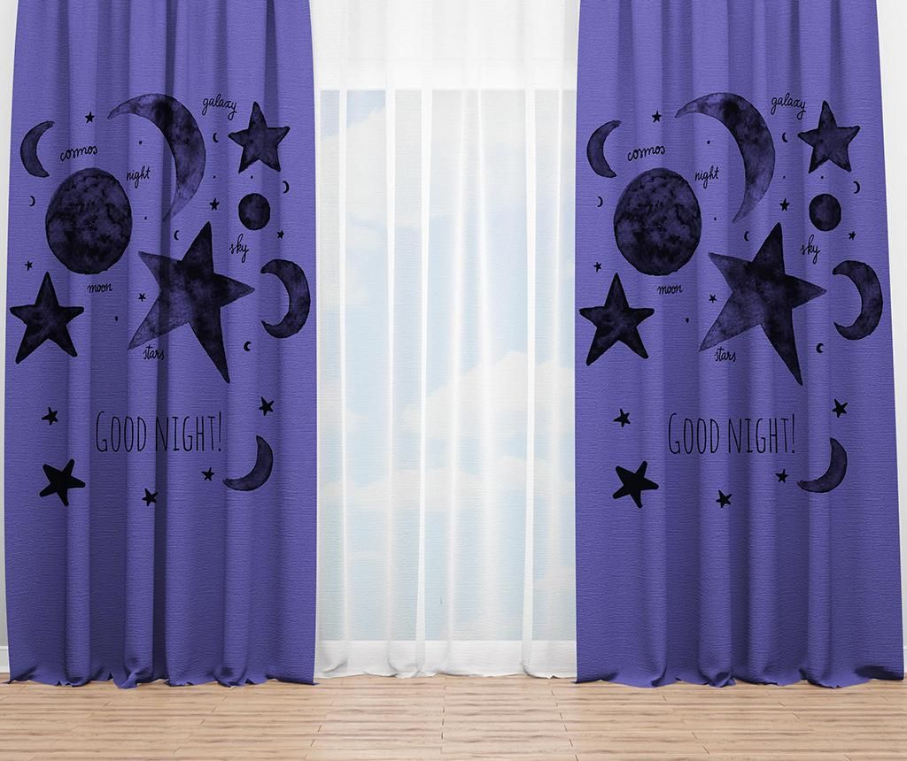 Set 2 draperii Oyo Kids, Good Night, poliester, 140x240 cm - Oyo Kids, Mov