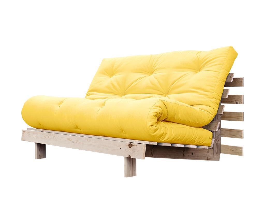 Sofa extensibila Roots Wide Natural and Yellow - Karup Design, Galben & Auriu