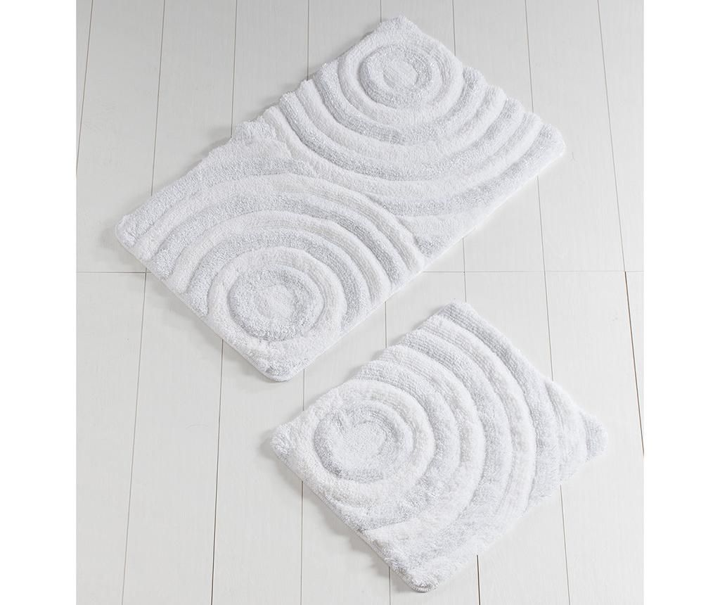 Set 2 covorase de baie Circles White Glitter - Chilai Home, Alb