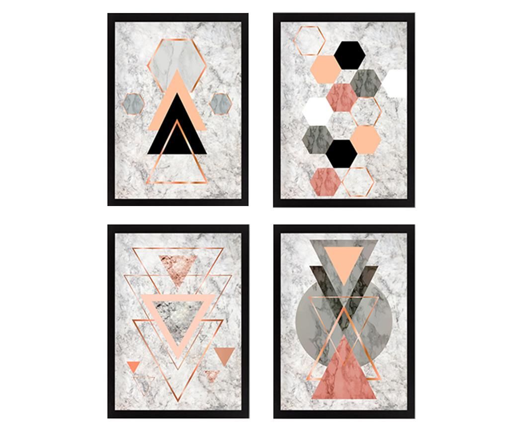 Set 4 tablouri Geometric 34×44 cm – Tablo Center, Multicolor