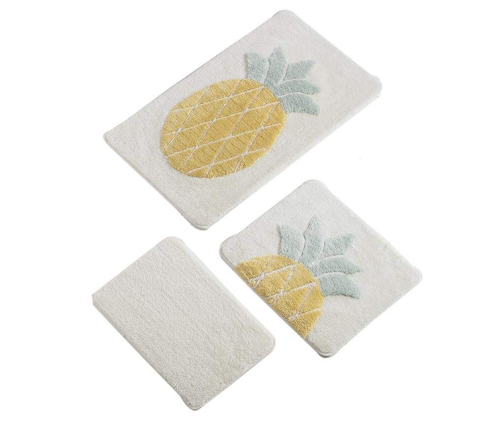 Set 3 covorase de baie Big Pineapple - Chilai Home, Galben & Auriu