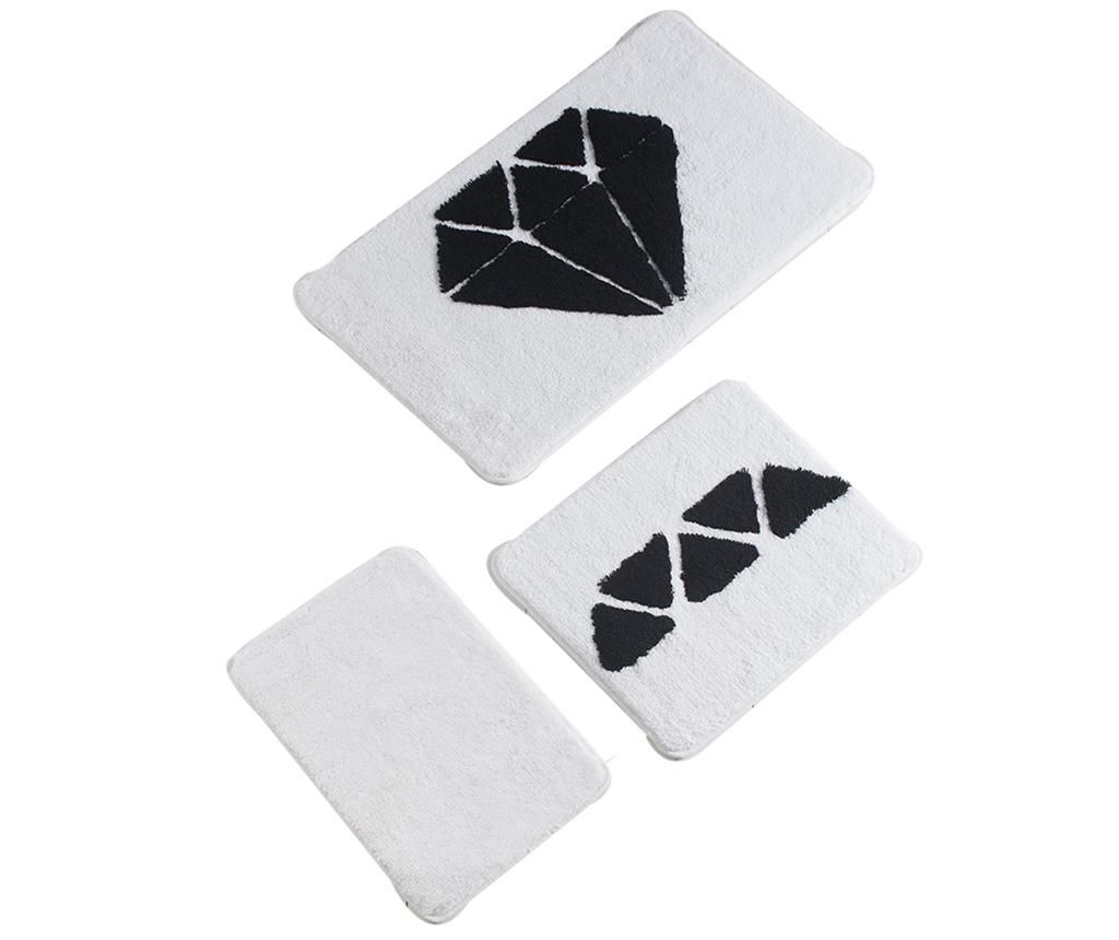 Set 3 covorase de baie Diamond Black White