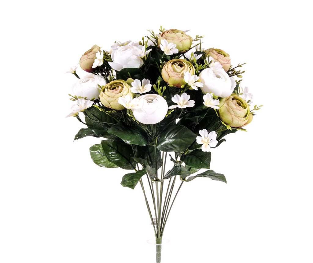 Buchet flori artificiale Ranuncoli White Cream - Dino Bianchi, Alb,Crem