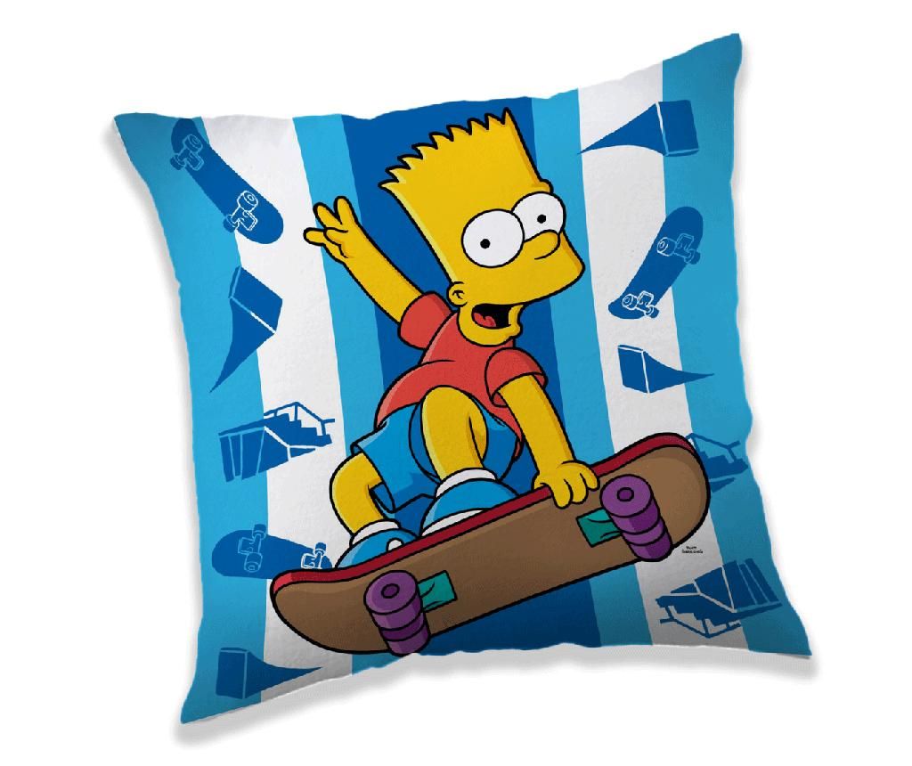 Perna decorativa The Simpsons, Bart Skater, microfibra din poliester, 40×40 cm – The Simpsons, Multicolor The Simpsons imagine 2022