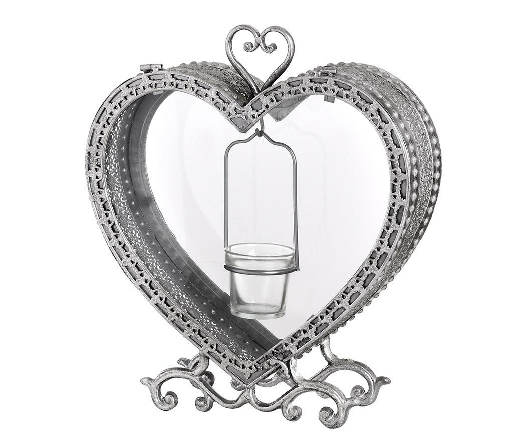 Suport pentru lumanare Standing Heart Antique Silver