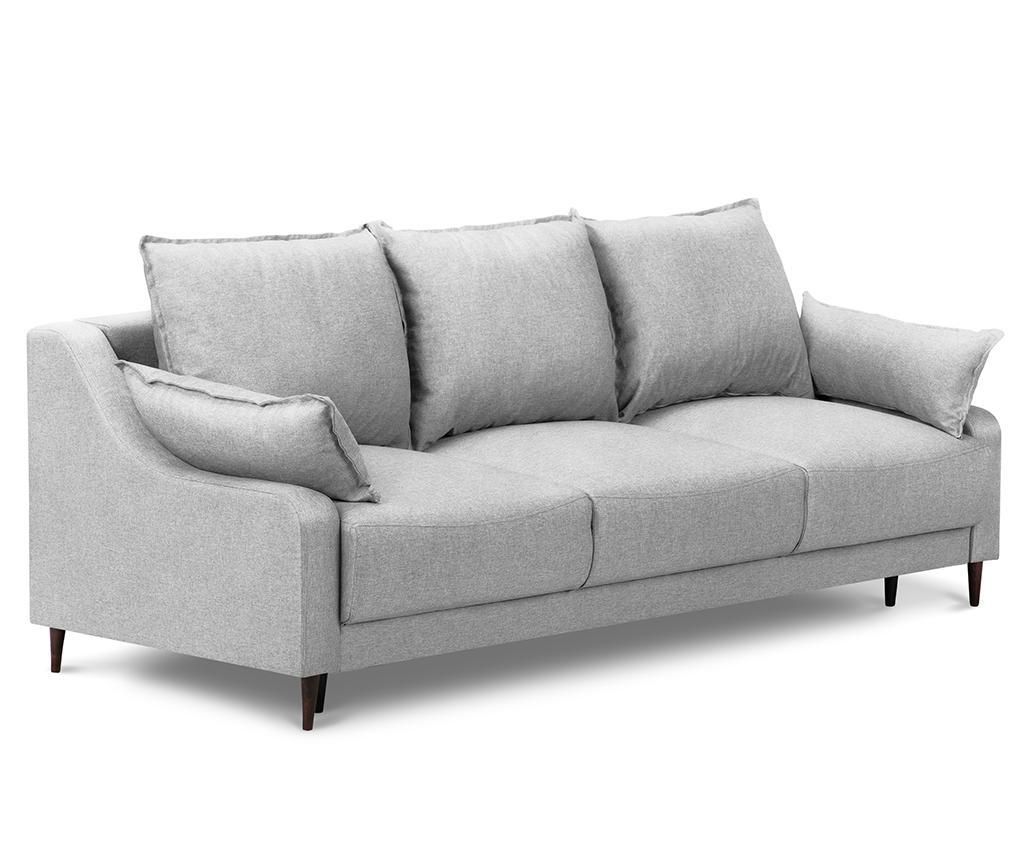 Canapea extensibila cu 3 locuri Mazzini Sofas, Ancolie Light Grey, 215x94x90 cm – Mazzini Sofas, Gri & Argintiu Mazzini Sofas