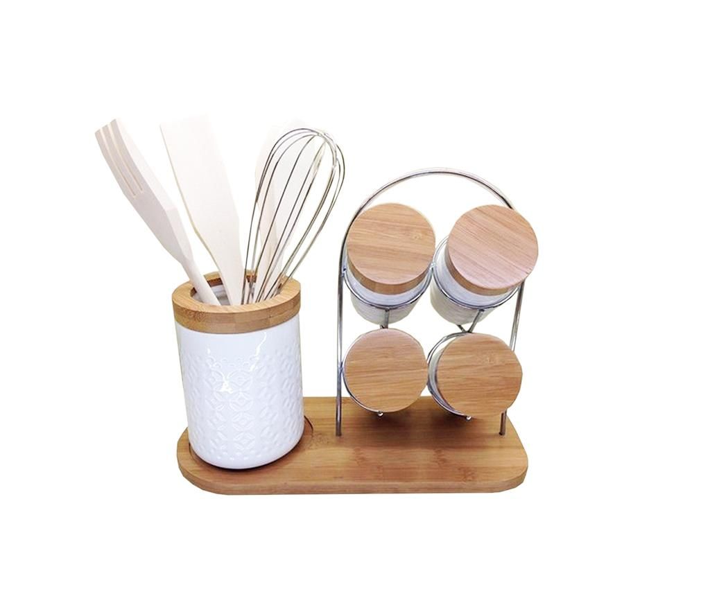 Set ustensile de bucatarie, suport si recipiente Kitchen King