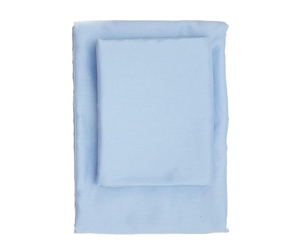 Cearsaf de pat cu elastic Patik, Dena Blue Satin, bumbac satinat, 160×200 cm – Patik, Albastru Patik