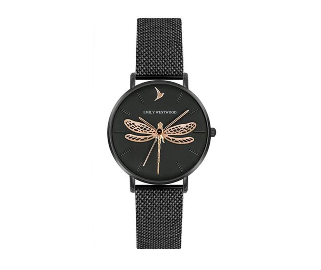 Ceas de mana dama Emily Westwood Dragonfly Black Gold - Emily Westwood, Galben & Auriu,Negru