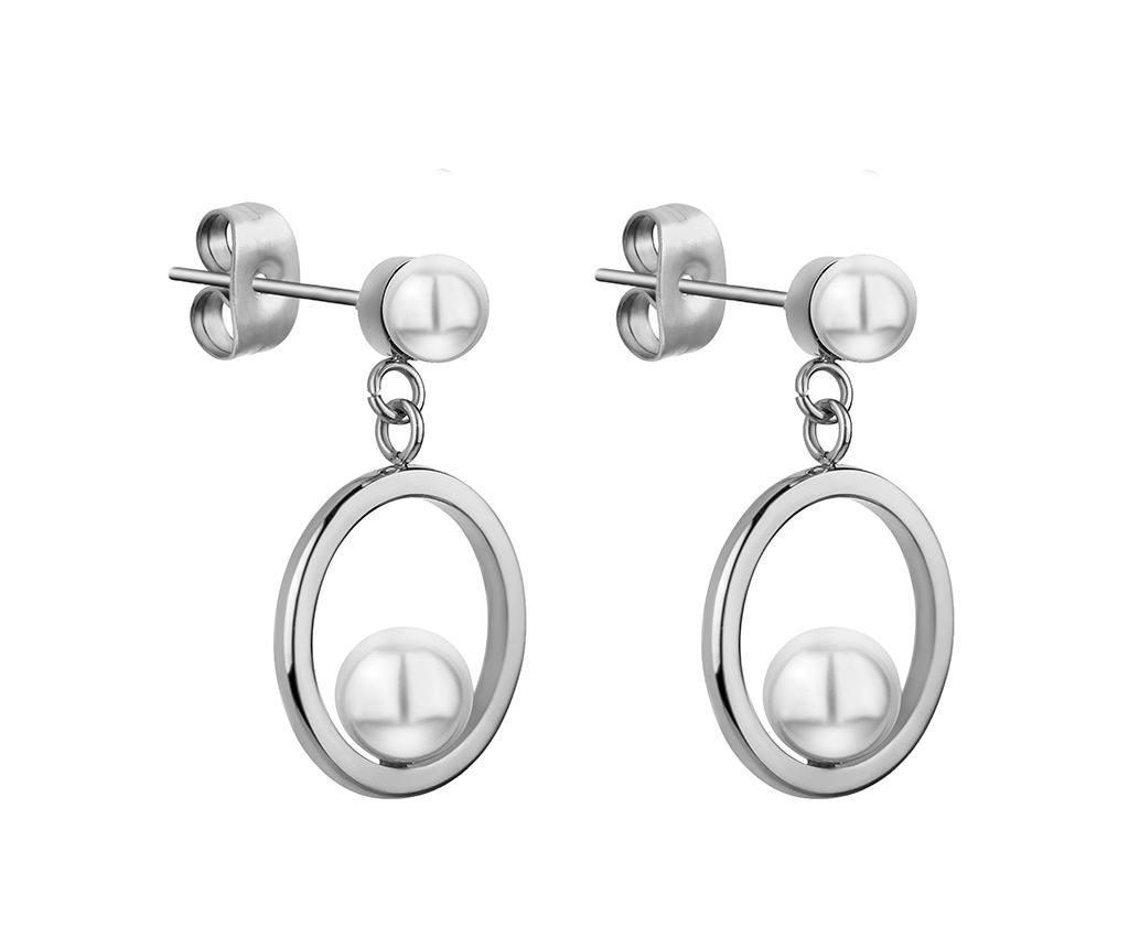 Cercei Pearl Round Silver - Emily Westwood, Gri & Argintiu