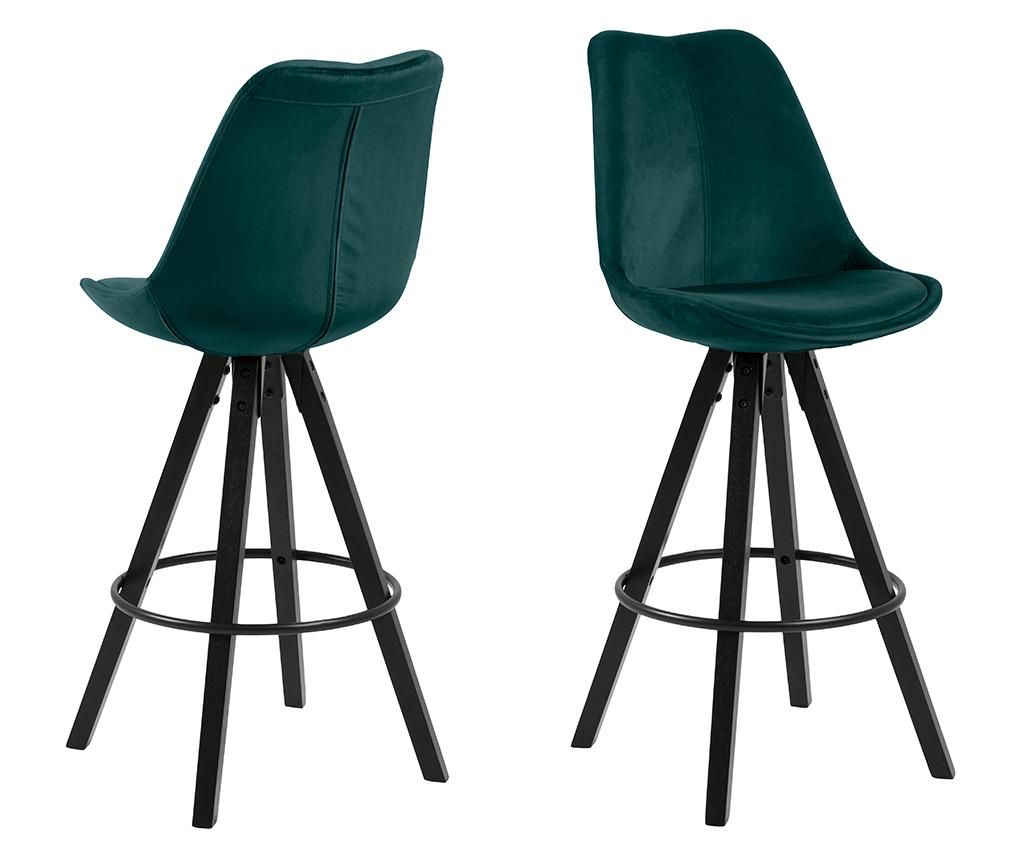 Set 2 scaune de bar Dima Dark Green Black - actona, Verde