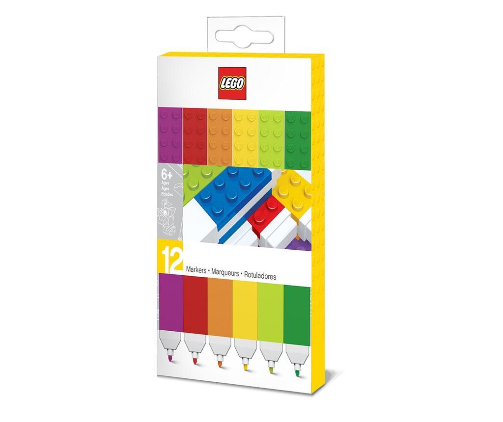 Set 12 markere colorate Lego Rainbow - LEGO Stationery, Multicolor