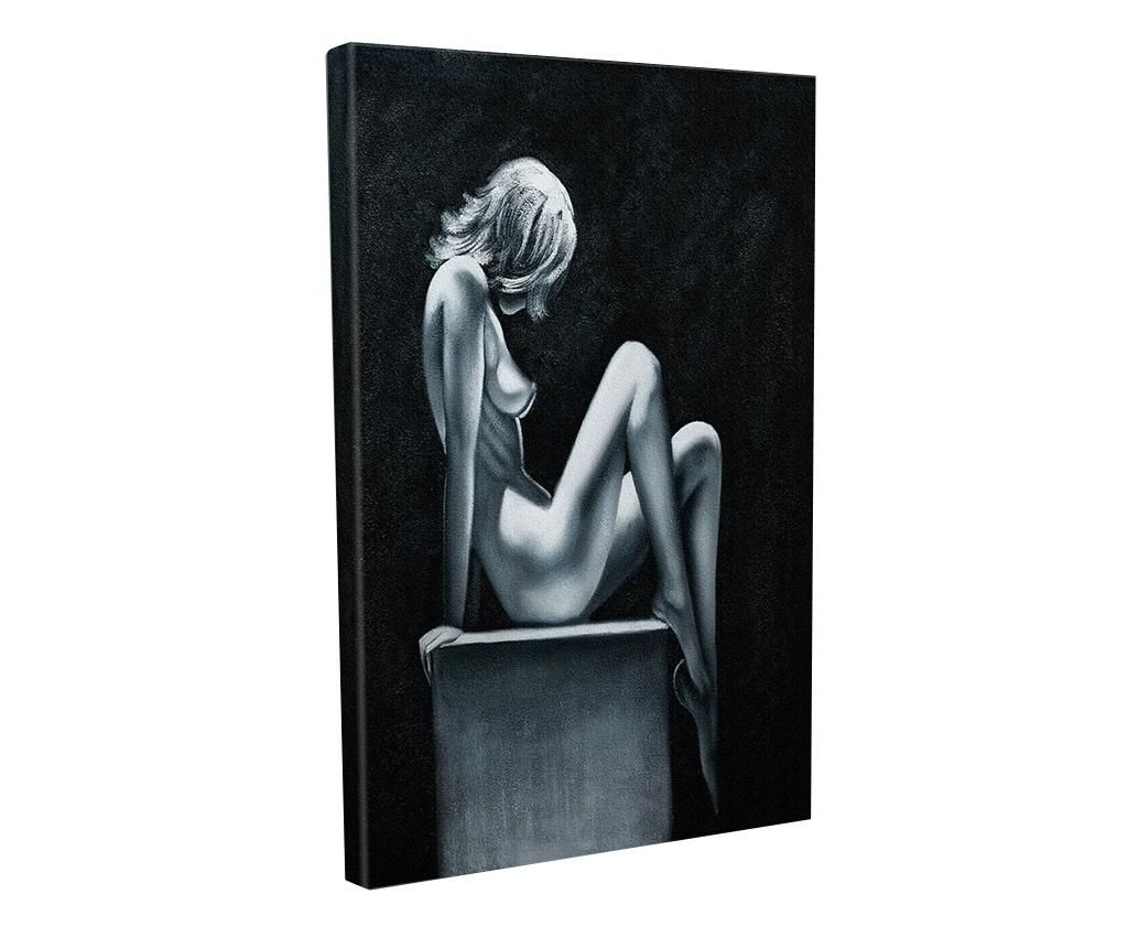 Tablou Woman Silhouette 30x40 cm - Vega, Gri & Argintiu