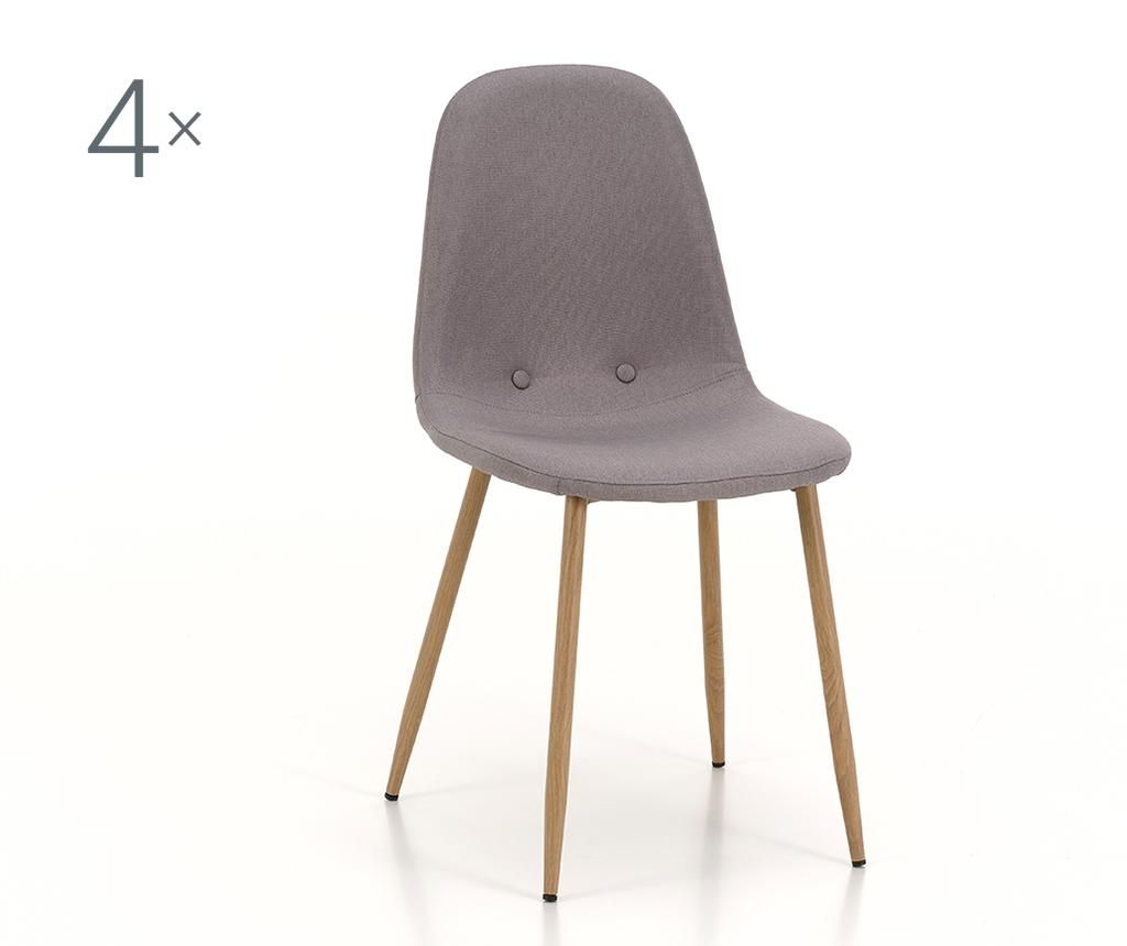 Set 4 scaune Tft Home Furniture, Damasco Light Grey, 44x42x88 cm - TFT Home Furniture, Gri & Argintiu