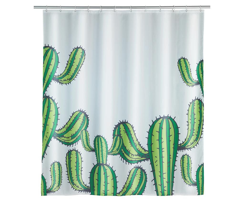 Perdea de dus Cactus 180×200 cm – Wenko, Alb,Verde vivre.ro