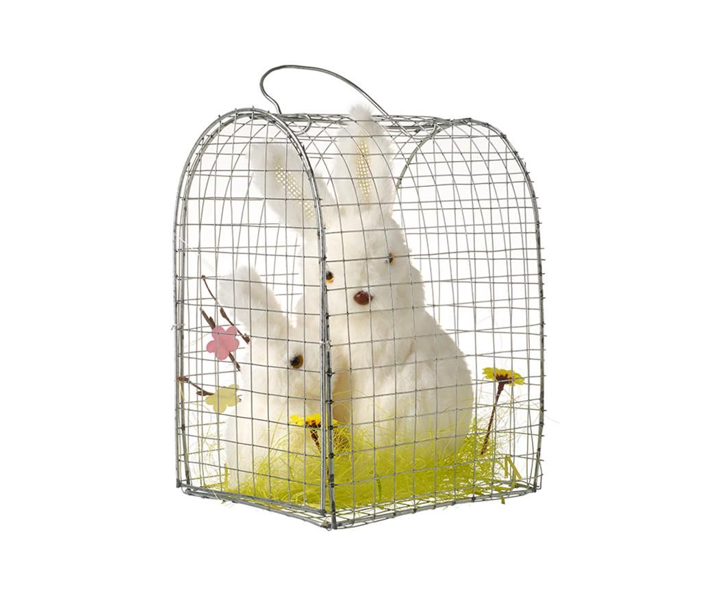 Decoratiune Two Rabbits Cage - Heaven Sends, Alb