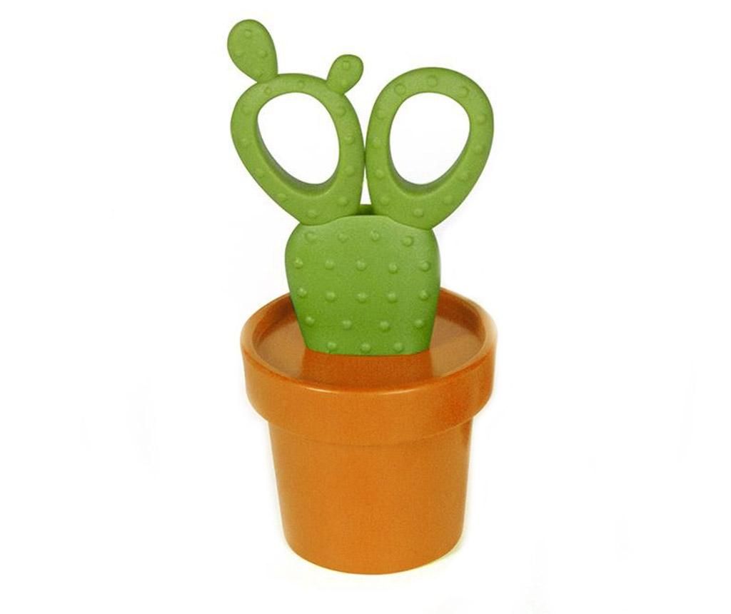 Foarfeca in suport Qualy, Cactus Orange Green, plastic ABS, 7x7x16 cm – Qualy, Portocaliu Qualy